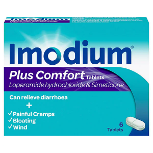 Imodium plus comfort loperamide and simeticone 6 tablet for diarrhoea